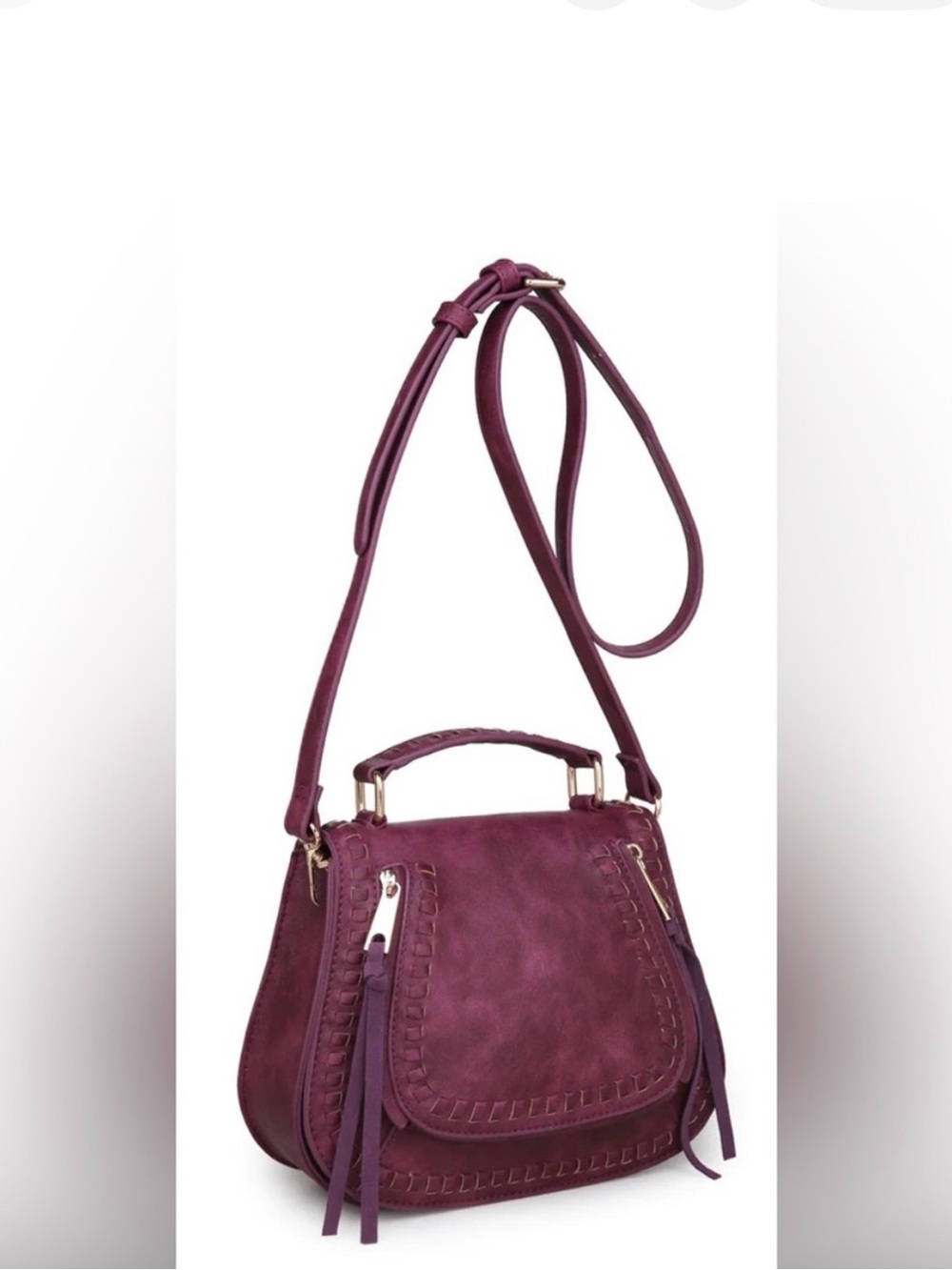 Urban Expressions Plum Braided-Trim Crossbody Satchel